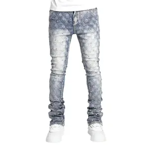 GUAPI Distressed Embellished Jeans - Tapered Fit, Ripped Detail, Pocket, Ideal for Men's Wear