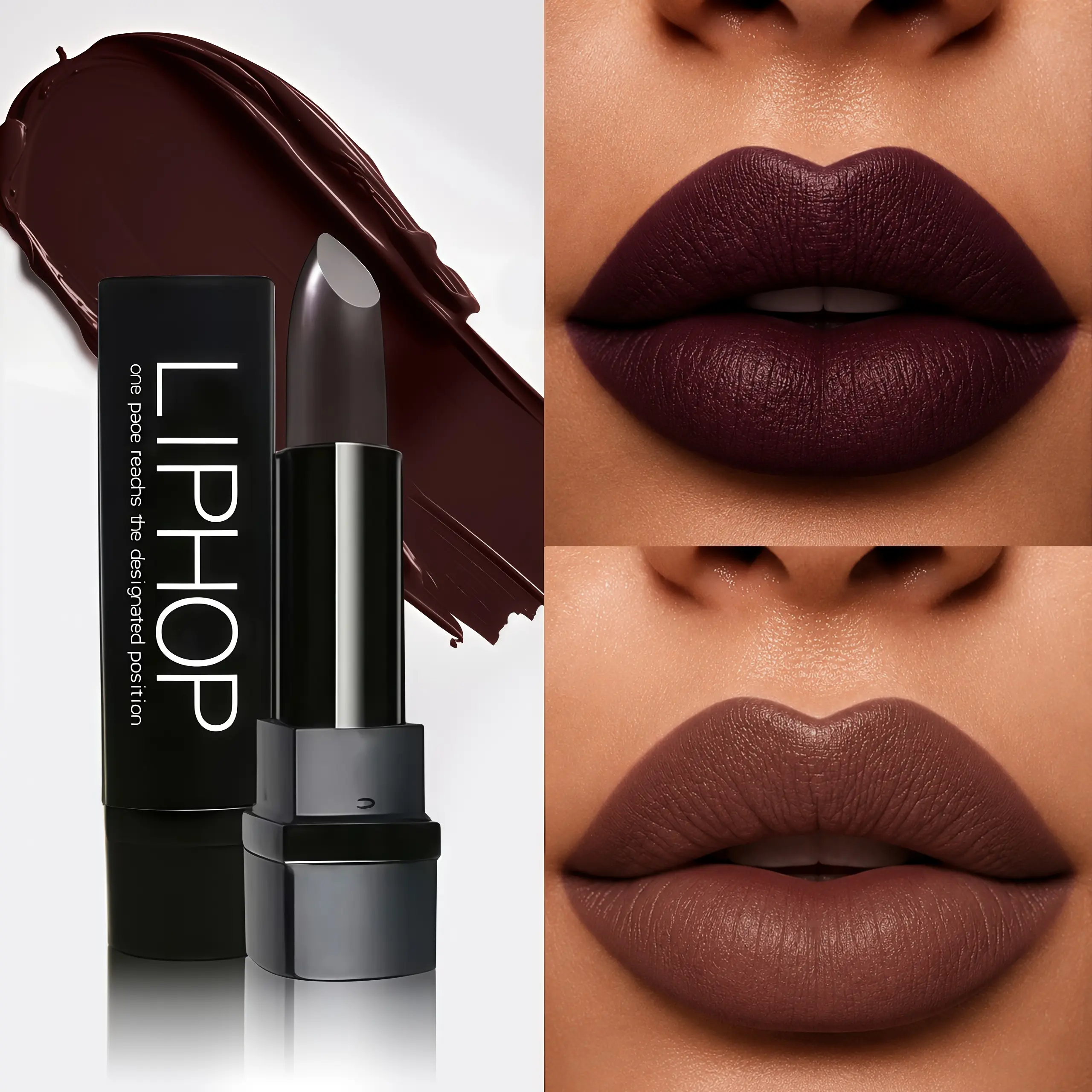 Semi-Matte Lipstick – Blackberry Red / Chocolate Brown | Waterproof, Long-Lasting, Transfer-Resistant, Smooth | Velvet Cream Finish with Hydrating Matte Texture | Nourishing Lip Care Cosmetic Moisture, Moisturizing Lip Gloss Makeup