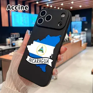 Phone Case for iPhone 17 16 Pro Max 15 Plus 14 13 12 11 Air XS XR E Nicaragua's Outline Flag Liquid Silicone Full Lens Protector Pocket-Friendly Softcase Gift for Boy