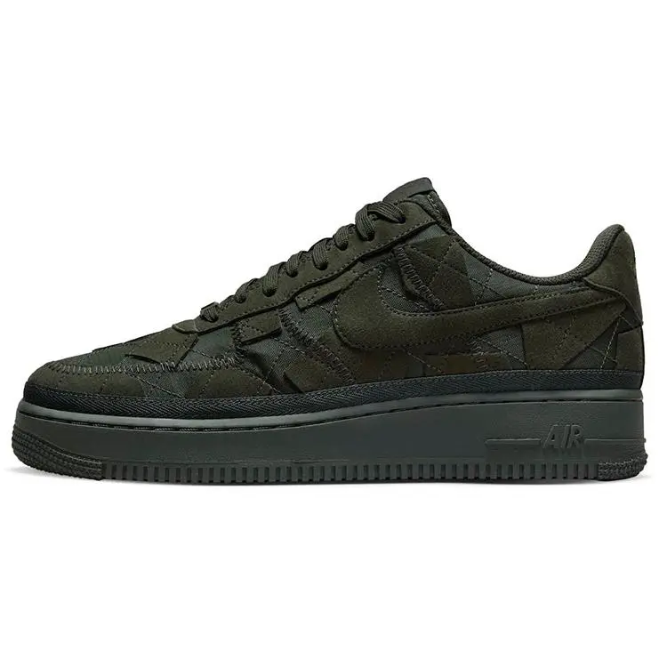 Nike Air Force 1 Low 'Sequoia' x Billie Eilish Men's Closed Solid Matte Black Upper, Gold Accents, Round Toe, Lace-Up, True to Size, All-Season Comfort Cushioning, Durable Rubber Sole Low-Top Sports Sneaker, Casual