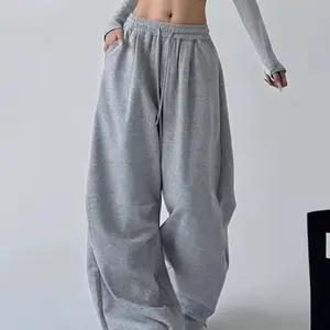 Y2K Harajuku Wide Leg Sweatpants Women Streetwear Baggy Oversize Gray Sports Pants High Waist Drawstring Casual Joggers Trousers