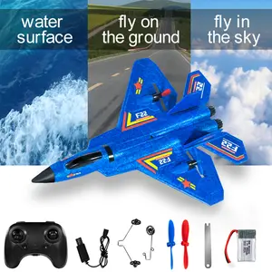 F-22 Raptor RC Airplane Amphibious Remote Control Aircraft with 3 Modes EPP Foam Body & Luminous Strip for Adults Kids Jet