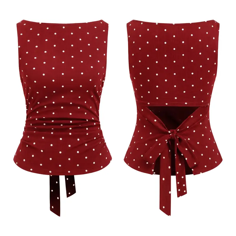 vintage red polka dot top toflame - TikTok Shop