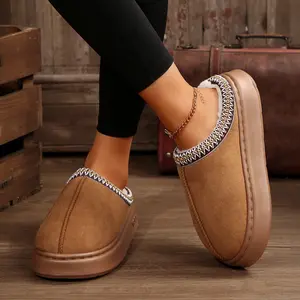 Women's Boots Fleece Plush-Lined Non-Slip Thick-Sole Indoor Outdoor Shoes Home Shoes with Rubber Sole Winter Warm Mini Snow Boots