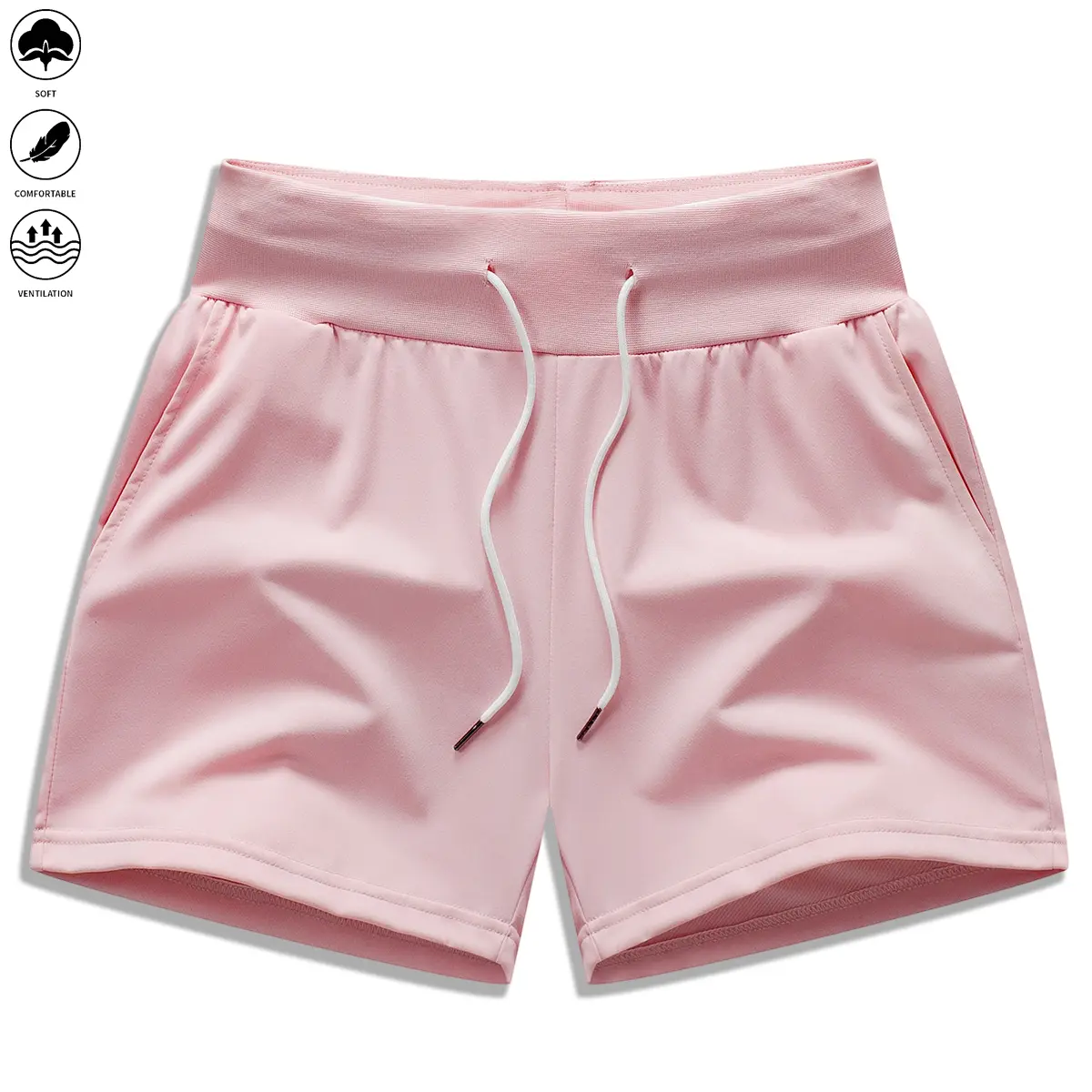 Women’s solid-color basic casual shorts for home wear—soft and comfortable, stylish colors, simple design, relaxed fit, pocketed construction, drawstring waist; can be worn as women’s sleepwear or summer casual wear and makes a great gift.