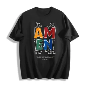 Men’s 100% Cotton Religious Graphic T-Shirt S-5XL Amen Faith Message Summer Casual Wear For Christian Believers Plus Size Soft Lightweight Breathable lemons on fire streetwear logos on clothes 6 pack of tees American Short Sleeve 90s vintage men clothing