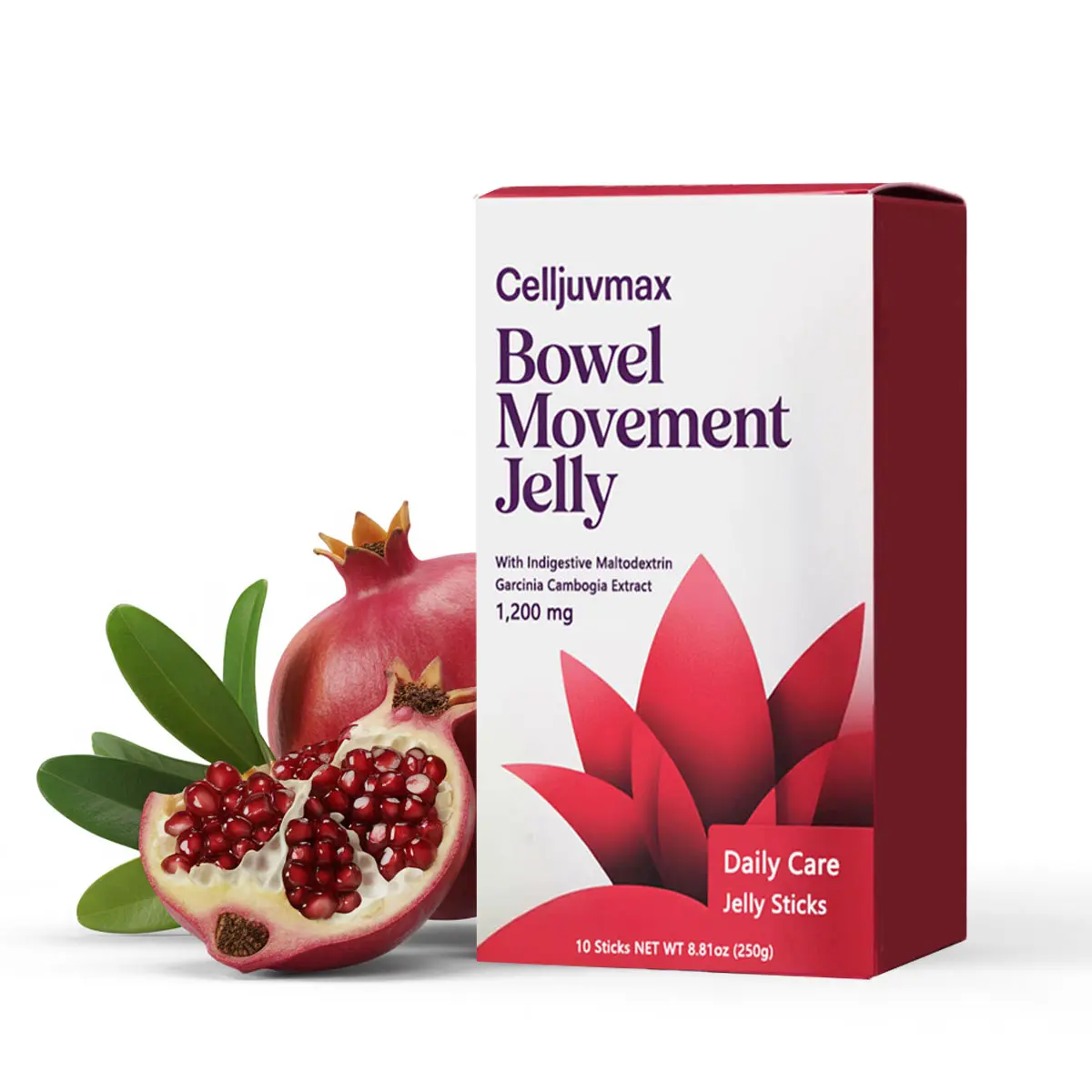 Celljuvmax Portable Edible Wellness Jelly Sticks - 10-Day Convenient GMO-Free FDA Registered Supplement with Garcinia Cambogia HCA, Collagen, Hyaluronic Acid, Chia Seeds, Pomegranate Flavor for Adult Skin Care, Fitness (18-Month Shelf Life)