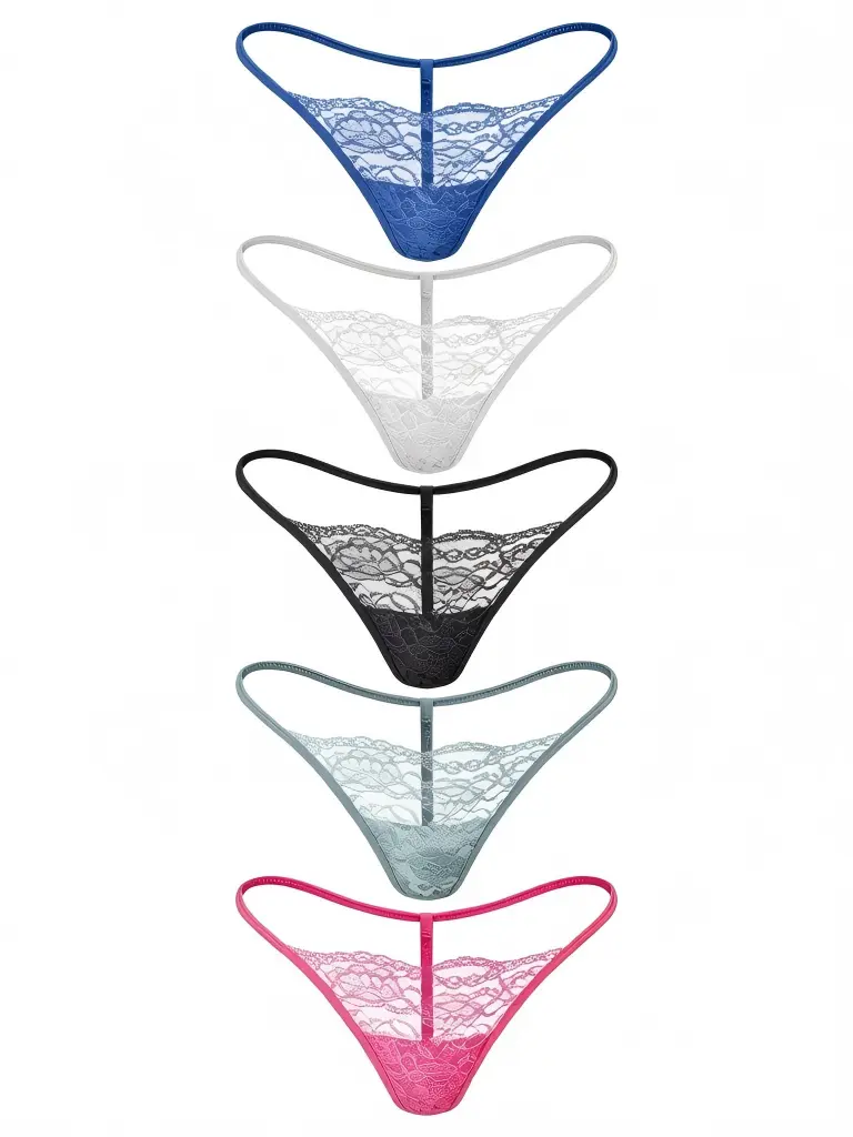 Women's Soft Seamless Cotton G-String Thongs - Low Rise, Stretchy, Comfortable Thin Fabric Sexy Panties, 5-Pack Underwear