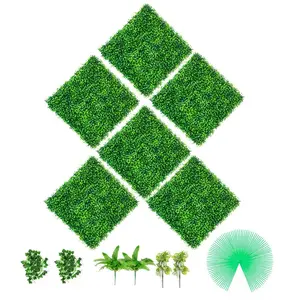 VEVOR Artificial Boxwood Panels, 6 PCS 20x20 Boxwood Hedge Wall Panels, PE Artificial Grass Backdrop Wall 1.6, Privacy Hedge Screen for Decoration of Outdoor, Indoor, Garden, Fence, and Backyard
