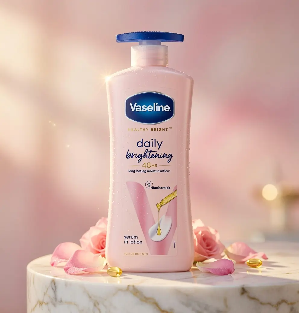Vaseline Daily Brightening Lotion with Niacinamide Serum, Long-lasting Hydrating Body Moisturizer for All Skin Types, 400ml
