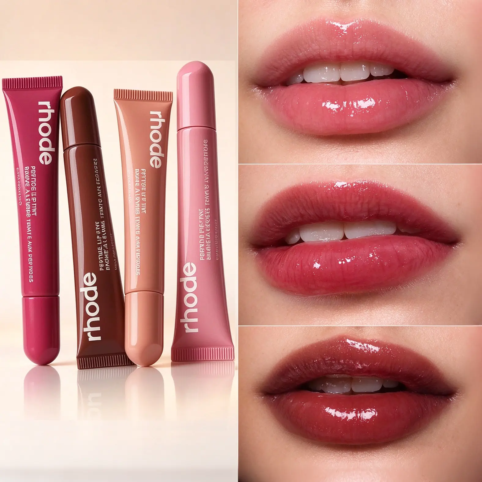 rhode Peptide Lip Tint | Moisturizing Glossy Balm for Soft Lips-rhode Peptide Lip Tint, Hailey Bieber Favorite Glossy Lip Balm, Hydrating Sheer Glass Lip Tint, Non-Sticky Daily Lip Makeup