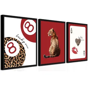 3pcs/set, Vintage Leopard Cheetah Print Art Canvas Poster No.8 Auspicious Ball Paint YOU LOOK SO GOOD Quote Wall Art Prints Decorative Artwork Leopard Print Design Hanging Wall Art For Home Decor