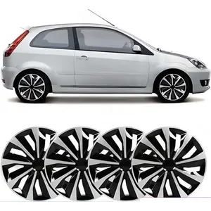 Hub cap, wheel cover - 16-inch, 4-piece set, TT silver, universal wheel rim for car decoration. 16-inch modified universal hub cap.  Sturdy All-Weather Wheel Rim Covers