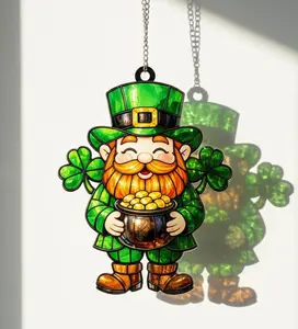 Patrick’s Day Acrylic Suncatcher Leprechaun Window Hanging Decor, Irish Lucky Charm Art Gift
