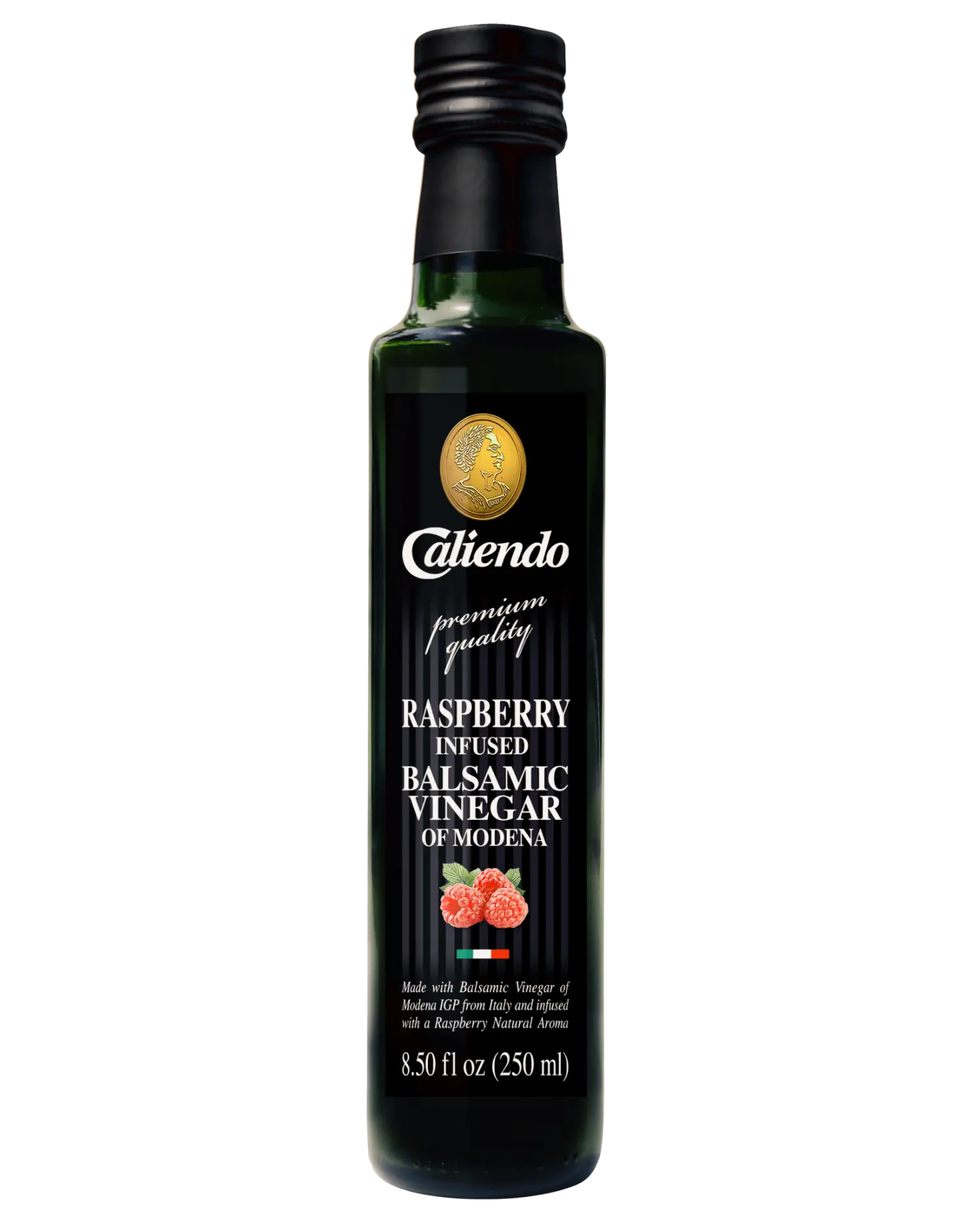 Caliendo Raspberry Infused Balsamic Vinegar, Modena IGP, Authentic Italian - 8.5 Fl Oz Bottle
