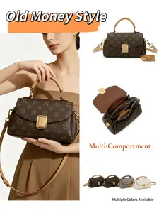 1pc Trending Vintage Monogram Crossbody Bag, Old Money Aesthetic, Durable Fabric with Convertible Straps, Multiple Colors Available, Must-have for Work & School, Stylish Crossbody Bag