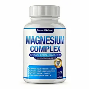 Limited time sale, Nutrition Magnesium  Complex  7 ElementalSources Men Women Bone Muscle Sleep ImmuneSupport Nature Decent Fitness Dietary SupplementMalate Taurate Chelated for Easy Absorption for BonesMuscle Recovery Energy 1000mg 90 Capsules