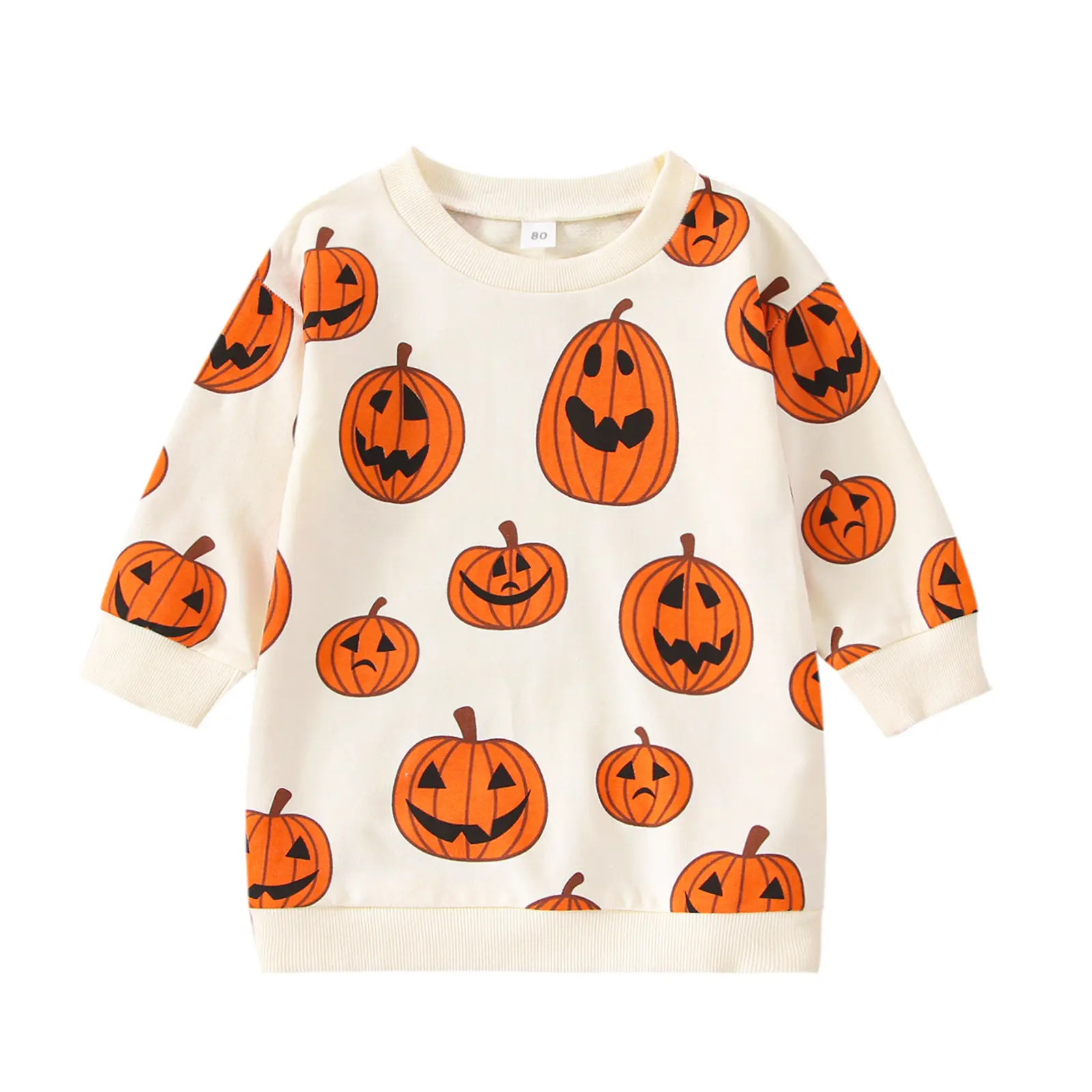 Ma&Baby Newborn Toddler Baby Halloween Pumpkin Sweatshirt Boy Girl Crewneck Long Sleeve Pullovers Cute Fall Winter Clothes