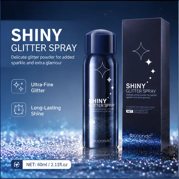 SOYUB Silver Body Glitter Spray, Long-Lasting Shimmer Mist for Hair & Skin, Natural Glow Body Makeup Cosmetic for Festivals & Parties, 2.11 fl oz, Scent