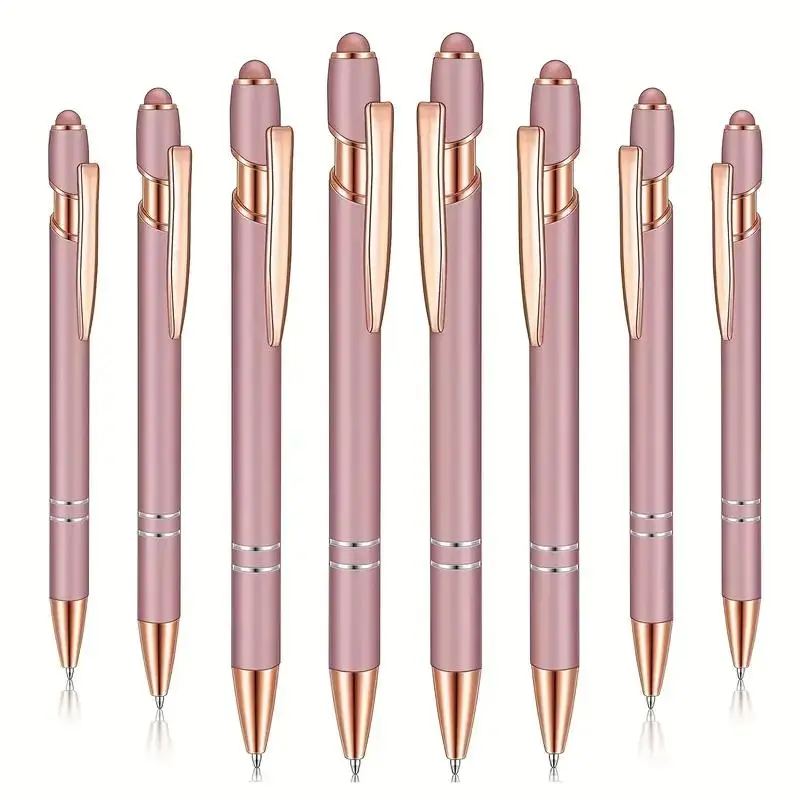 2 in 1 Ballpoint Pen with Stylus Tip, 8pcs/set Retractable Touch Screen Ball Point Pen, Writing Pen for Daily Work School, Writing Stationery Office S