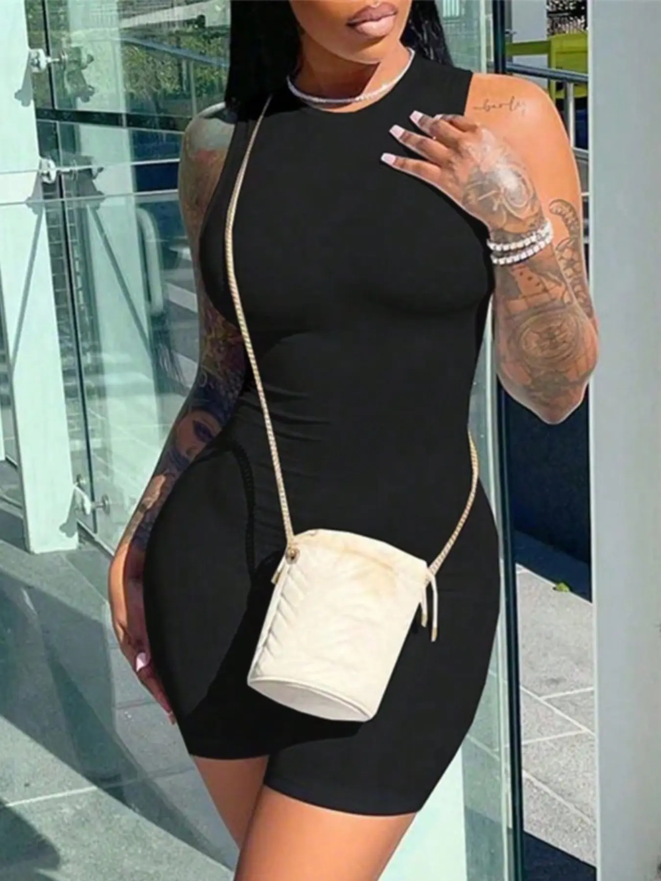 Tight Fitted Jumpsuit with Hidden Back Zipper, Plain Color, Short Sleeve, Natural Waist, Spring & Fall, Casual Style, Lightweight, Y2K Fashion, Trend, Womenswear