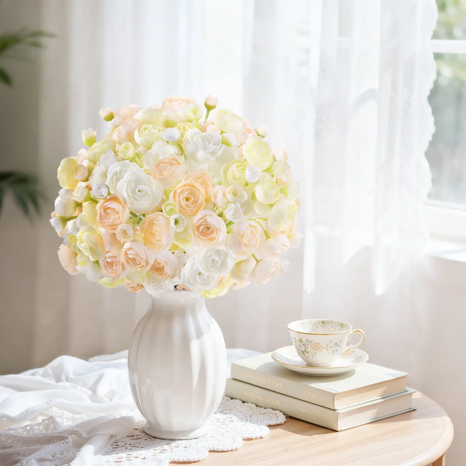 SHareconn 30 Bundles Mini Plastic Dustproof Decorative Artificial Ranunculus Silk Flowers - Faux Bouquets for DIY Wedding, Vanity & Home Decor, Decorative Flower Arrangement Supplies