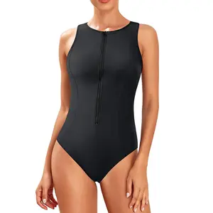 Tempt Me Women Athletic One Piece Swimsuit Zipper High Neck Bathing Suit Racerback Swimwear  SwimWeek  summervibes
