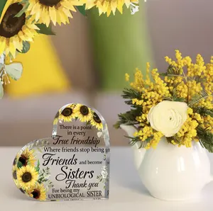 Friends Gifts for Women Friendship Bestie Woman Best Sunflower Flower Gift Unbiological Sister Christmas Birthday Thank You Acrylic (Fresh Style)