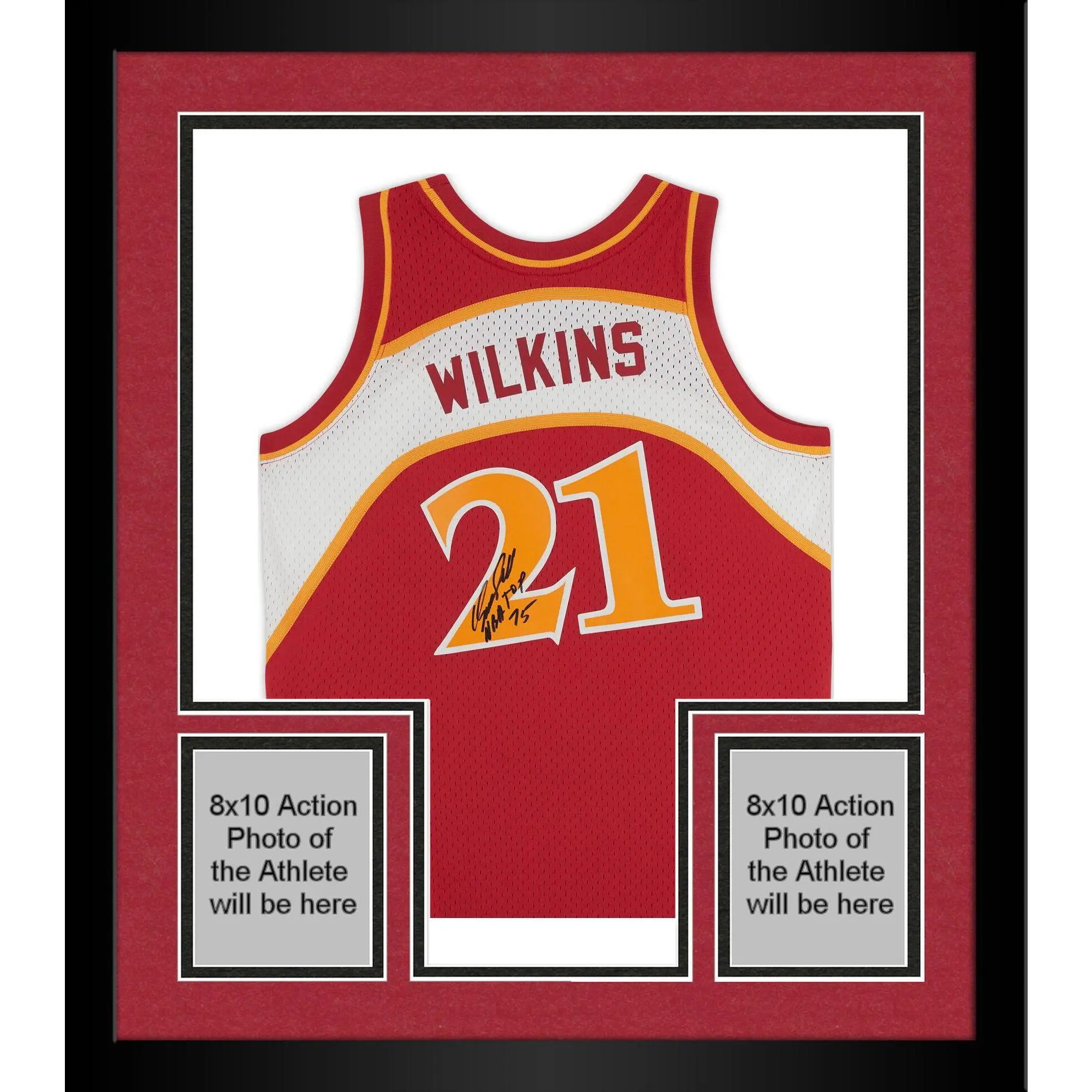 Framed Dominique Wilkins Atlanta Hawks Autographed Mitchell & Ness 1986 Red Replica Jersey with "NBA Top 75" Inscription - Fanatics Authentic Certified - NBA Memorabilia