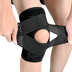 Knee Brace for Knee Pain, Compression Knee Support with Air Mesh Fabric, Adjustable Knee Wrap with Side Stabilizers, Ultra-Soft Bandage for Sports, Running, Meniscus Tear, ACL, Arthritis Relief(Black, Large)