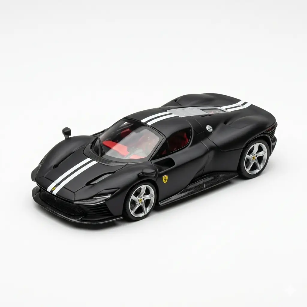 BBR Models New 1:64 Scale Matt Black Ferrari Daytona SP3 Miniature Model Car - Official Ferrari Licensed Diecast Metal Precise Replica, Diecast Toy for Collectors, Coveted Collector's Item BBRFER64021, Model Cars