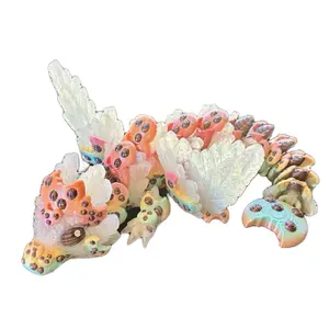 Articulated Baby Chocolate Chip Cookie Dragons | 3D printed plastic articulated chocolate chip cookie dragon fidget toy for fun and stress relief - Decor Multicolor Gift
