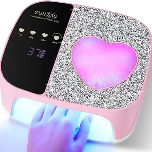 108w Flashy Diamond Heart Nail Lamp, Rechargeable Portable UV Light, 36 Leds, 4 Timer Modes, Touch Design, Professional Salon Tool
