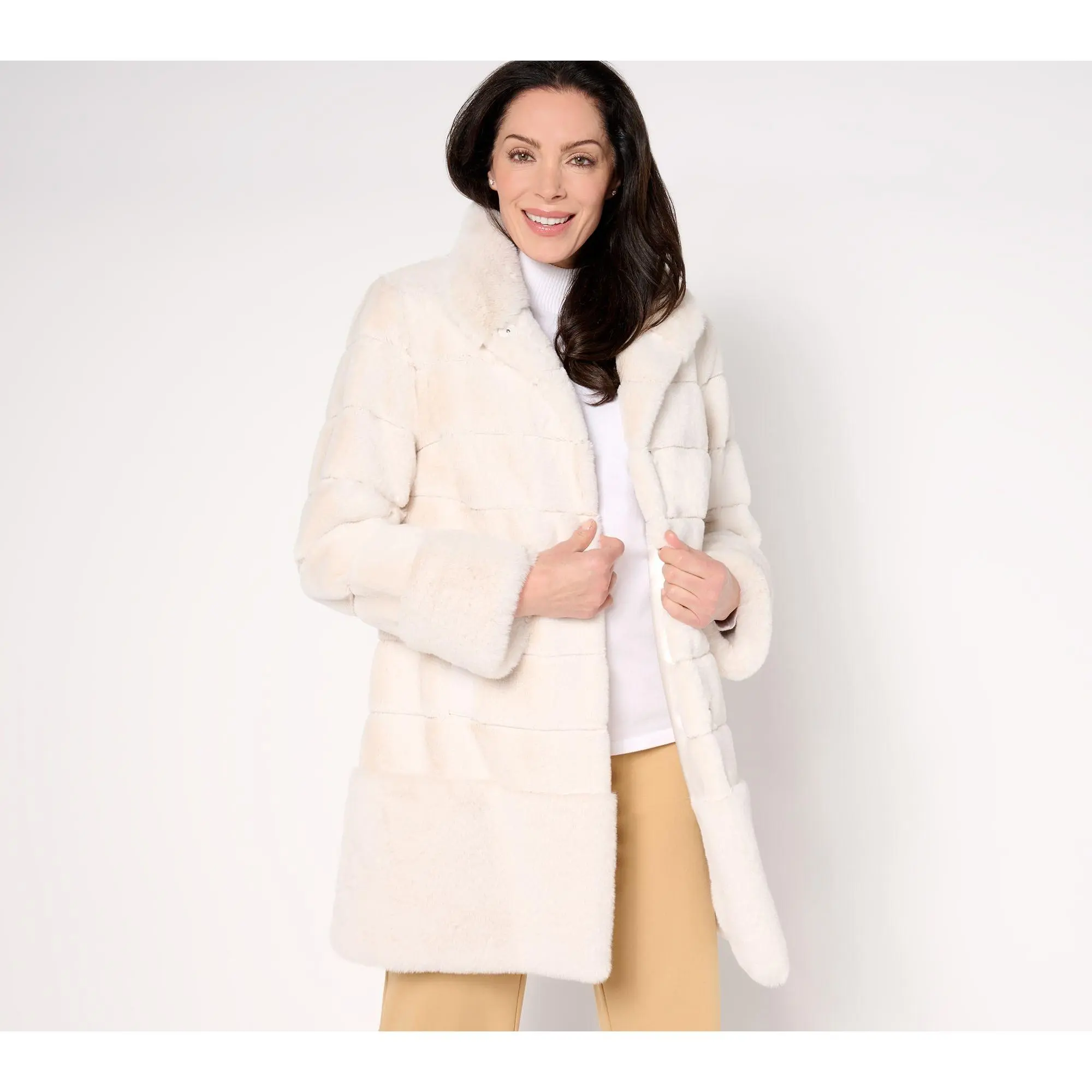 Dennis Basso Petite Pelted Faux Fur Jacket w/ Stand Collar