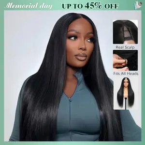 [Hot] CheetahBeauty Upgrade With Drawstring Straight V Part Wigs Human Hair Glueless Body Wave V Part Human Hair Clip in Wigs Beginner Friendly No-Sew In No Glue Ready to Go Wig #tiktokshopmemorialday #weeklydeals