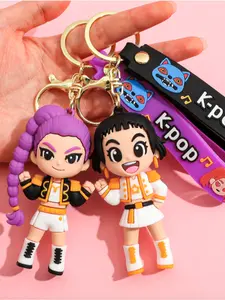 Cute K-Pop Idol Plush Stylish Keychain, Cartoon Character Pendant, Silicone Anime Accessory, Wallet Phone Charm, Music Lover Gift