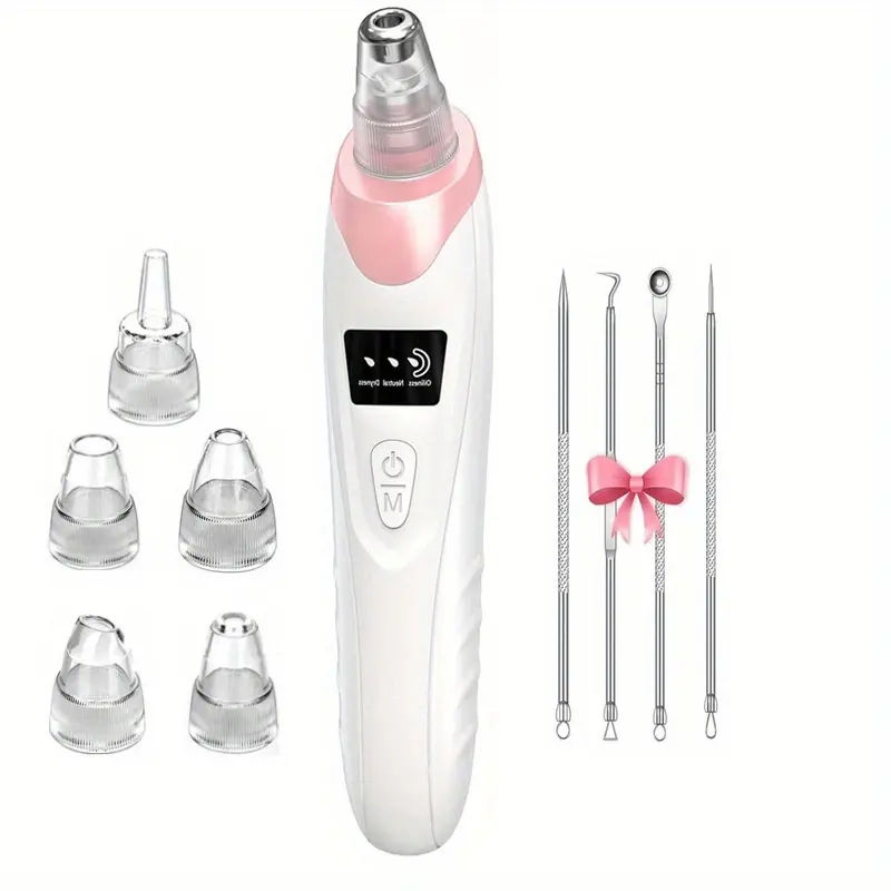 Blackhead Remover |   3 Adjustable Suction Power Levels, 4 Tools, 5 Probes |   USB Rechargeable |   Easy to Use And Clean |   Gift for Women vacuum facial pore cleaner