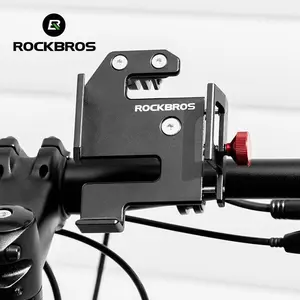 ROCKBROS S Shaped Bicycle Phone Holder Aluminum Alloy Adjustable Bike Mobile Phone Stand Bracket Mechanical Locking Cycling Mount for Cell Phone 4.7-7 inch