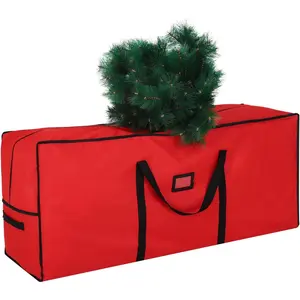 Large Christmas Tree Storage Bag 7.5 ft, 600D Oxford Fabric Heavy Duty Christmas Tree Container,  Xmas Artificial Tree Storage Box with Reinforced Handles and Dual Zippers, Red