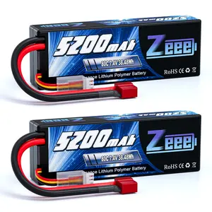 Zeee 2S 5200mAh Lipo Battery 7.4V 80C Hard Case Battery with Deans Plug Compatible for 1/8 1/10 RC Vehicles Car Slash RC Buggy Truggy RC Airplane Racing Models(2 Pack) rc  battery