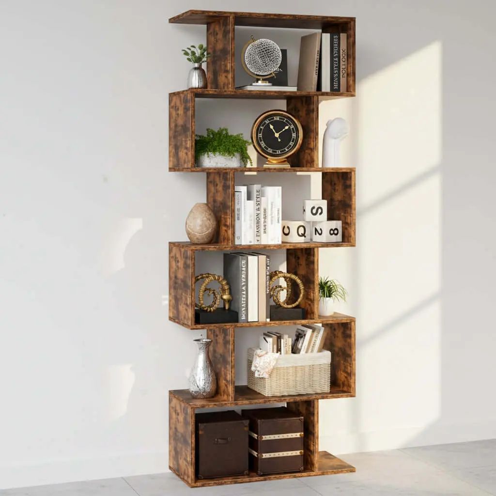 S Shaped Bookshelf 5 Tier – 63 in Geometric Display Shelf