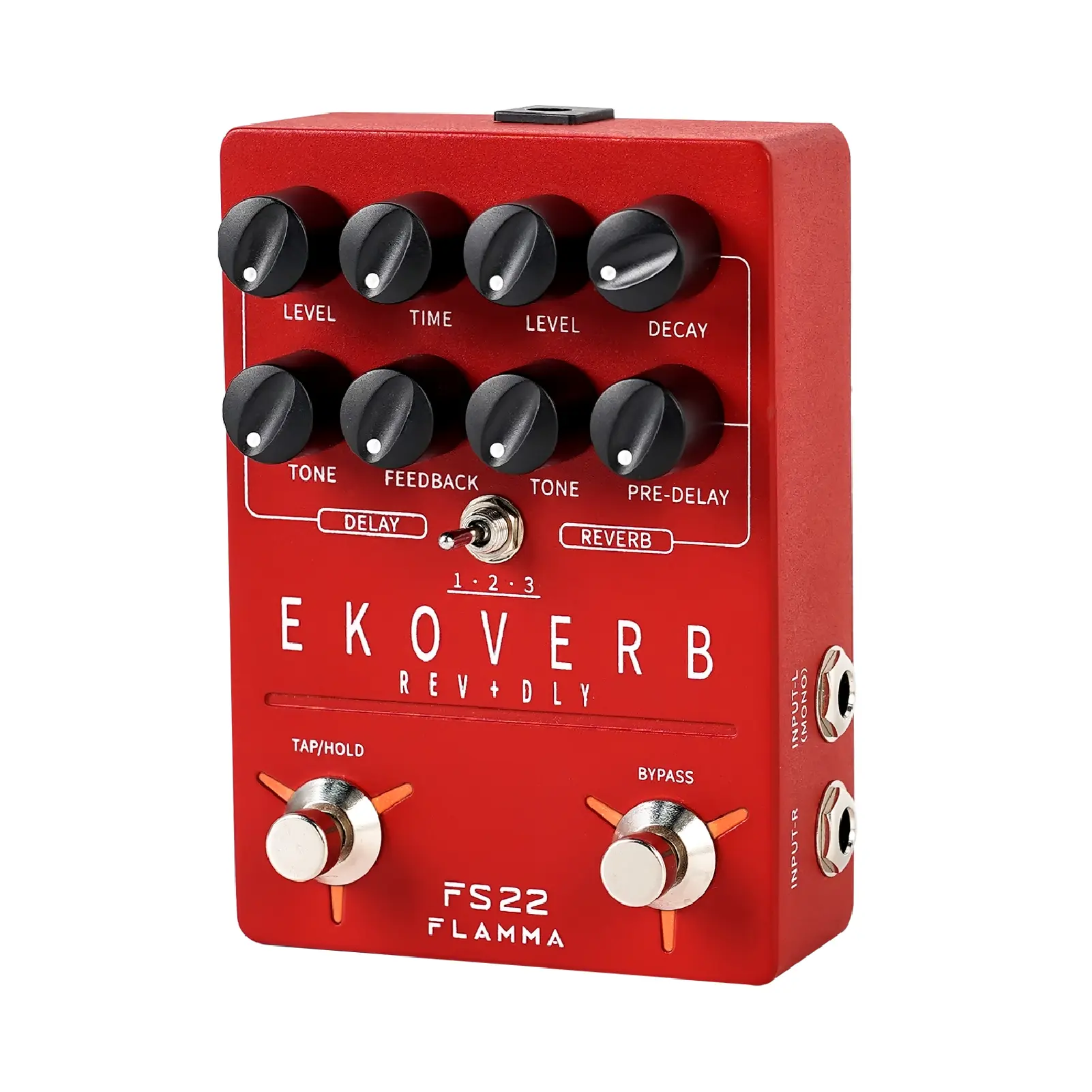 FLAMMA FS22 Stereo Delay & Reverb Combo Effects Pedal Ambient Guitar Pedal with 3 Pairs Combo Effects Reverse Delay Shimmer Reverb Tap Tempo Freeze Trail On Function, Compact, Ambient Sound, 10.4Cm X 12.7Cm X 5.6Cm, 12 Months