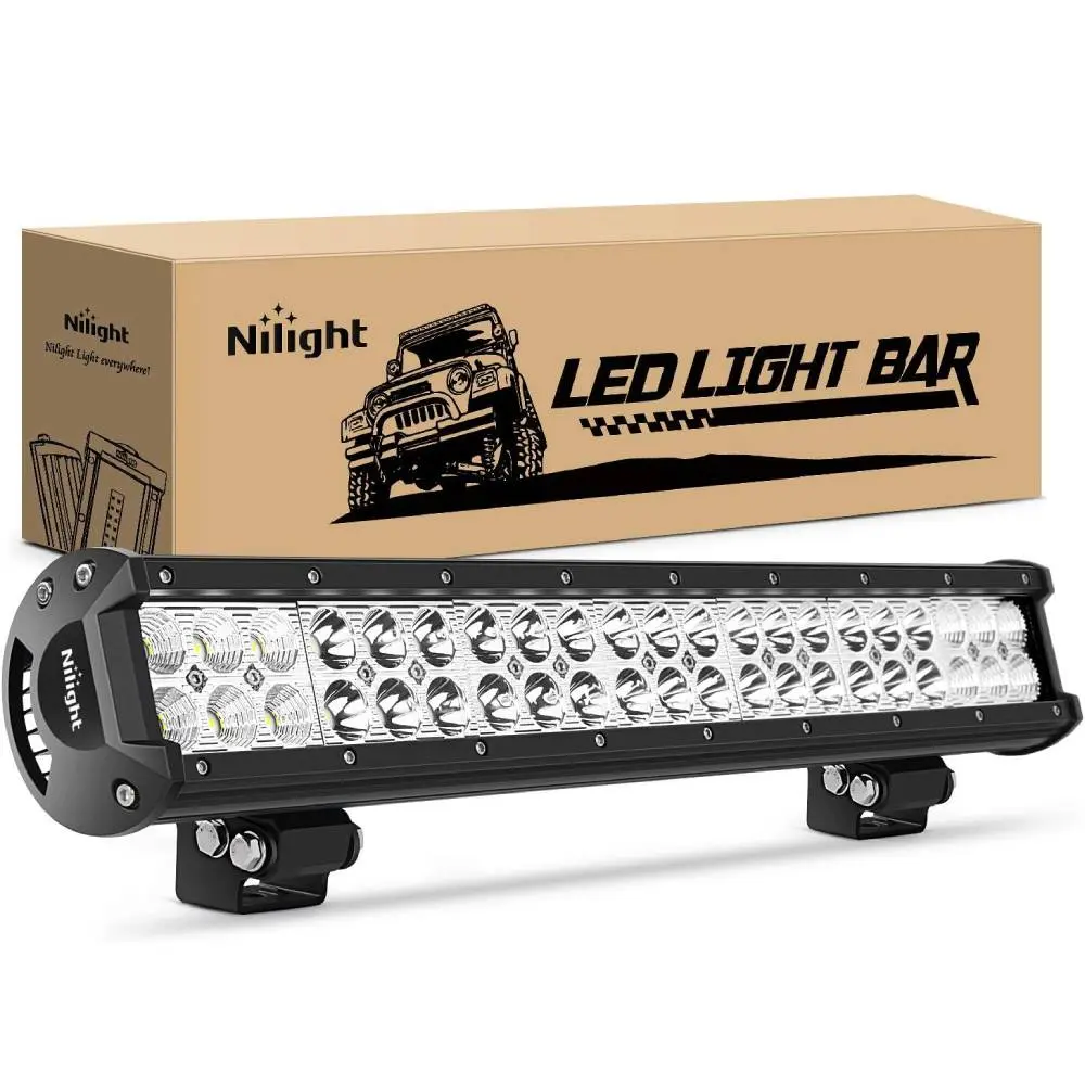 Nilight 20in 126W Power Aluminum LED Light Bar - IP67 Rated Car Lighting, Spot-Flood Combo, Sliding Mount, Better Heat Dissipation, Off-Road Truck Accessory for Cars, Boats