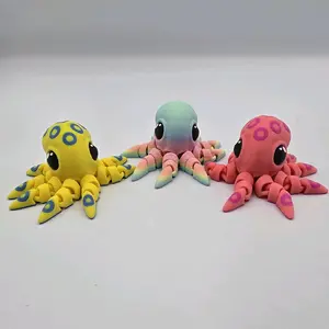 3D Printed Articulating Blue-Ringed Octopus Figurine Great Gift and Desk Figure