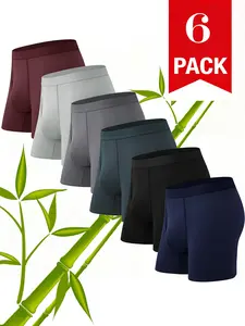 6-pack long-length open-front men's briefs with mid-rise bamboo fiber, breathable waistband for comfort. Ideal for daily wear, running and exercise, these long men's boxers won't trap sweat. Menswear Sports Soft Socks Casual Plain Elastic Athletic tiktoks