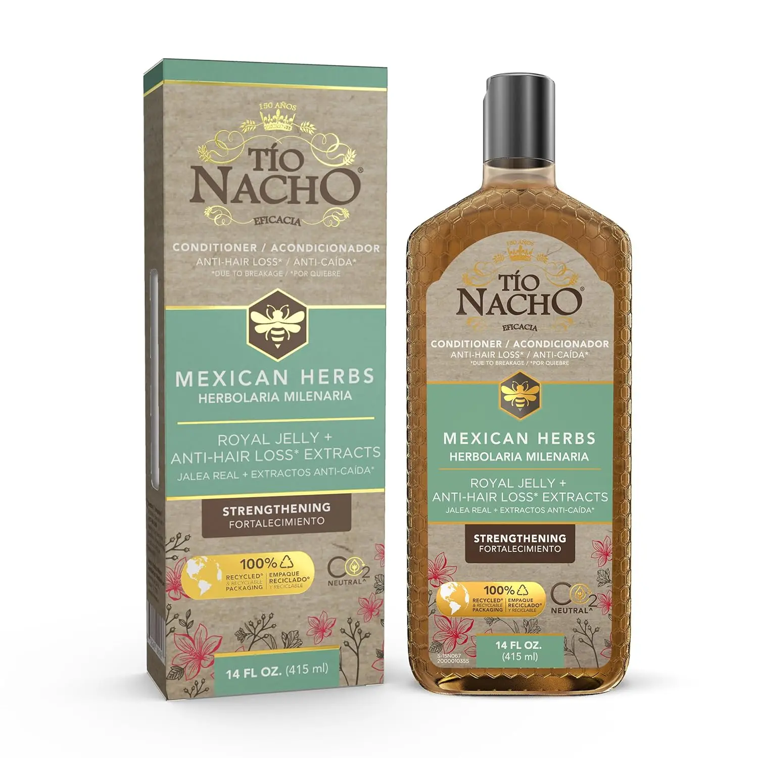 Tio Nacho Strengthening Conditioner, Nourishing Herbal Haircare with Royal Jelly & Ginseng for Anti-Breakage & Hair Loss, Paraben & Cruelty Free, 14 oz