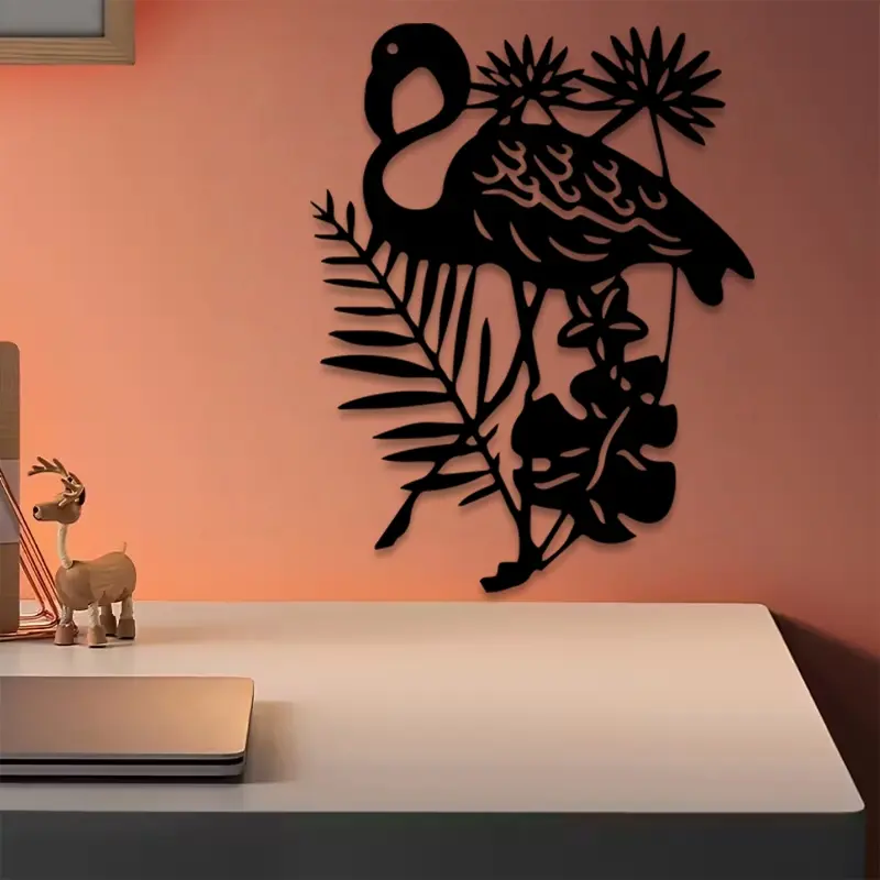 1pc Elegant Flamingo Metal Wall Art, Elegant Flamingo Statue Mural, Perfect for Living Room, Garden, Zoo Corner Decor, Christmas Decor, Ideal Gift for Boyfriends and Teachers christmas decorations