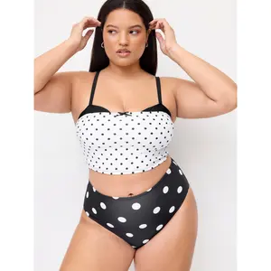 Cider Polka Dot Square Neck Tankini Cheeky Bikini Set Curve & Plus