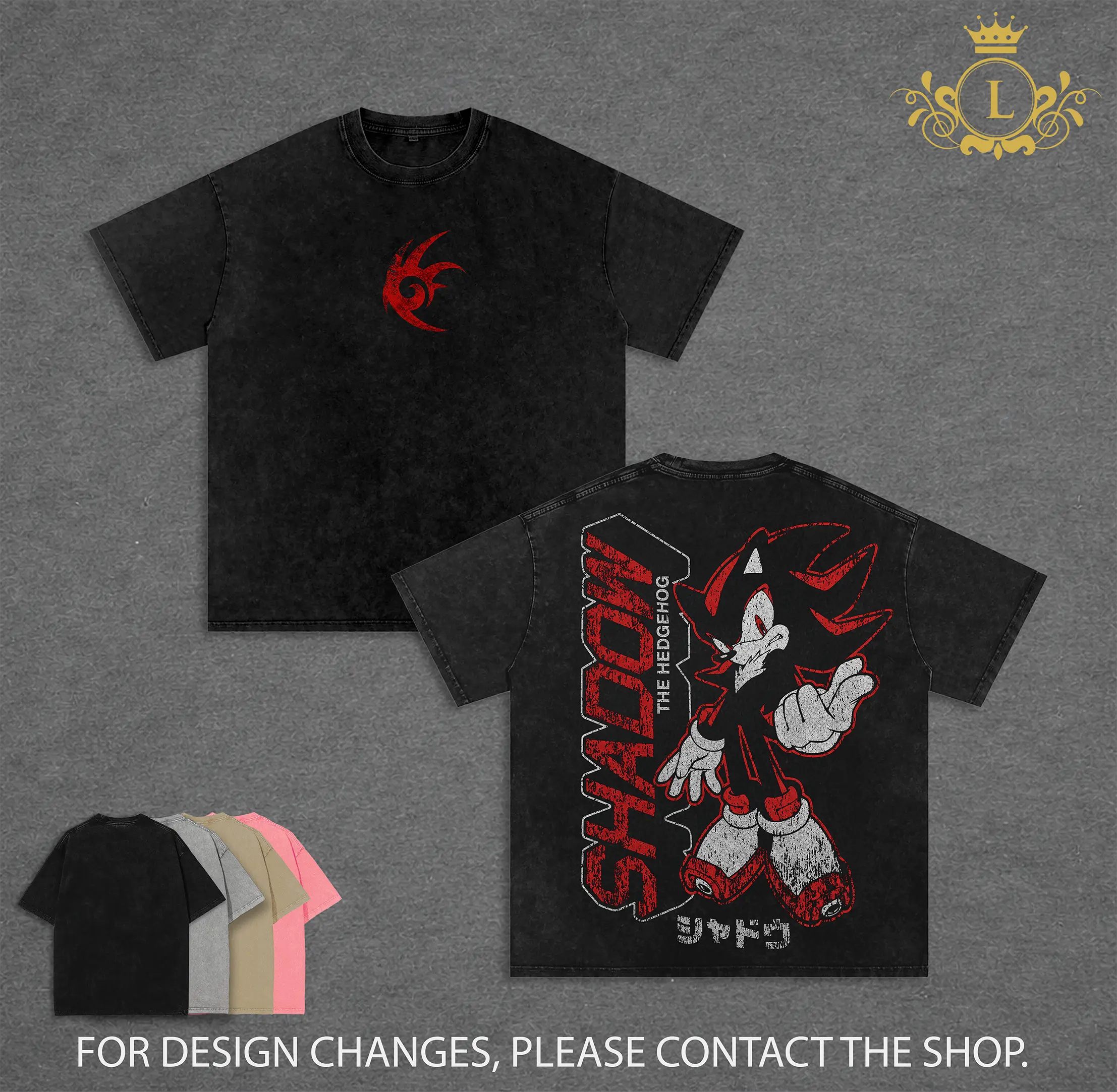 Shadow Hedgehog Graphic T-Shirt, Oversized Heavyweight Cotton Tee, Sonic Gaming Streetwear, Retro Anime Game Shirt, Double Sided Graphic, Y2K Grunge Fashion, Collector Fan Merch Gift