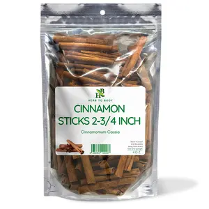 Herb To Body Cinnamon Sticks 2-3/4 inch | Cinnamomum Cassia | Wildcrafted | 4oz Spice Flavor